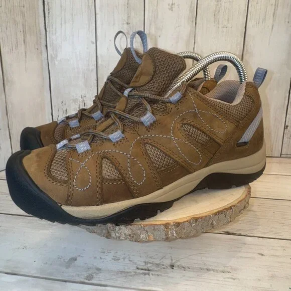 Keen Womens Shasta Hiking Trail Lace Up Shoes Waterproof Brown Blue Size 7.5 - Picture 2 of 10